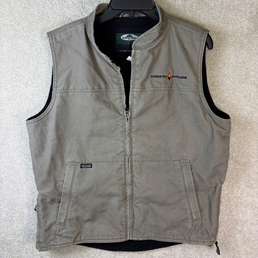 Arborwear Canvas Vest Mens Small Brown Forestry Suppliers Fleece Lined 402235